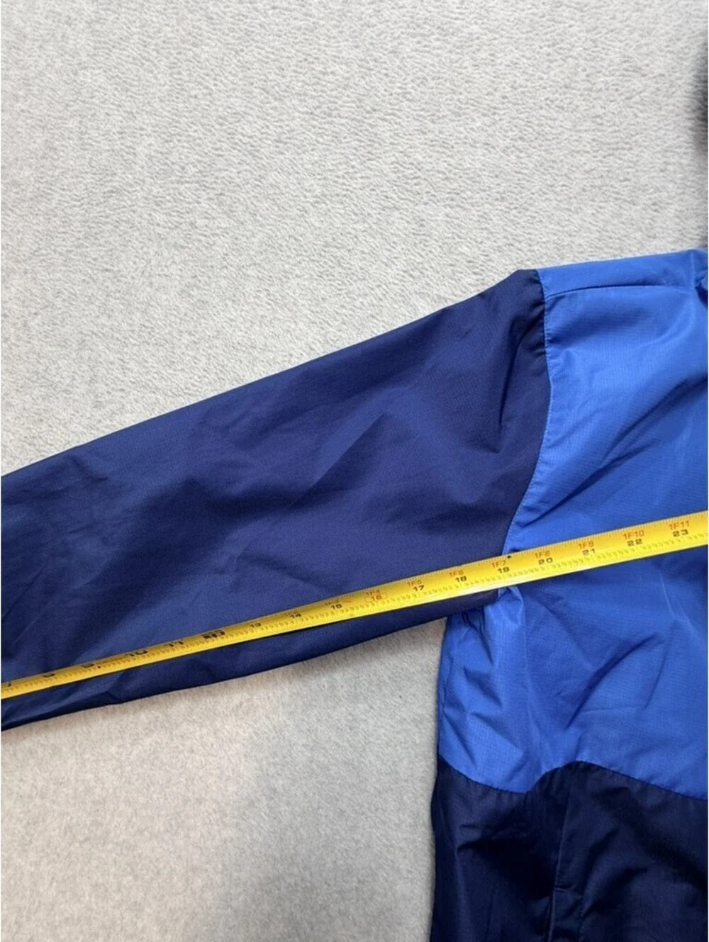 Eddie Bauer Youth Windbreaker Jacket L 14/16 Blue Navy Color Block Hooded Full